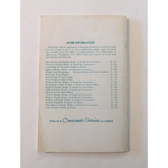 Family Fare 1974 USDA Home and Garden Bulletin Nutrition Meal Planning Guide - Picture 2 of 4